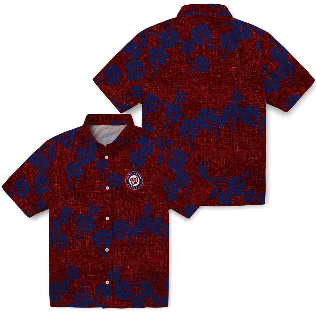 Washington Nationals Hawaiian Shirt - 50th State Flower washington nationals hibiscus petals red hawaiian shirts high quality