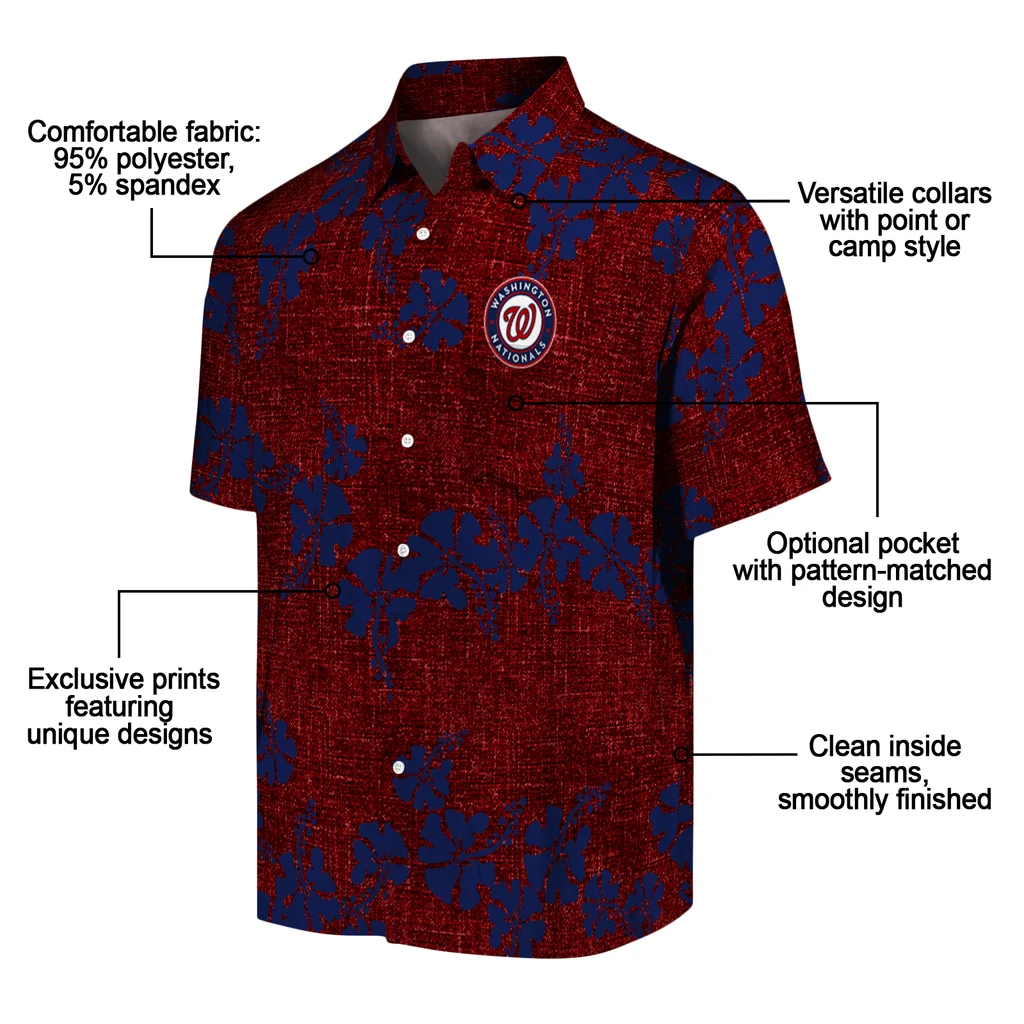 Washington Nationals Hawaiian Shirt - 50th State Flower washington nationals hibiscus petals red hawaiian shirts new arrival