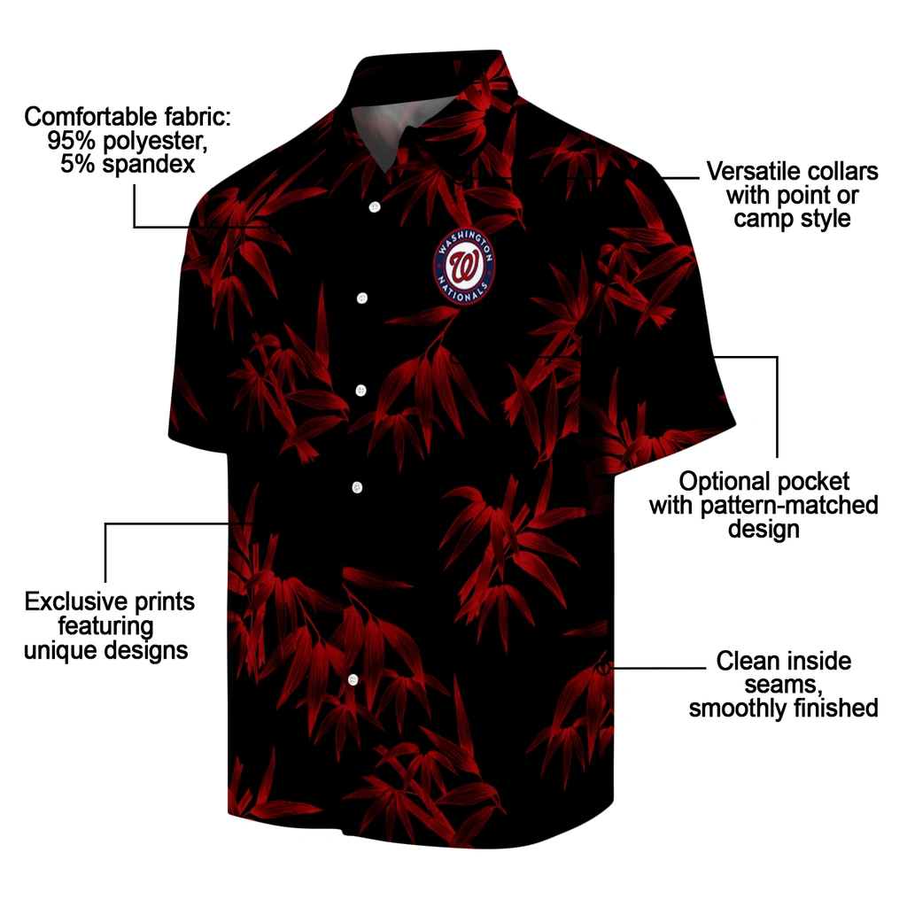 Washington Nationals Hawaiian Shirt - Bamboo Branches washington nationals bamboo branches red black hawaiian shirts new arrival