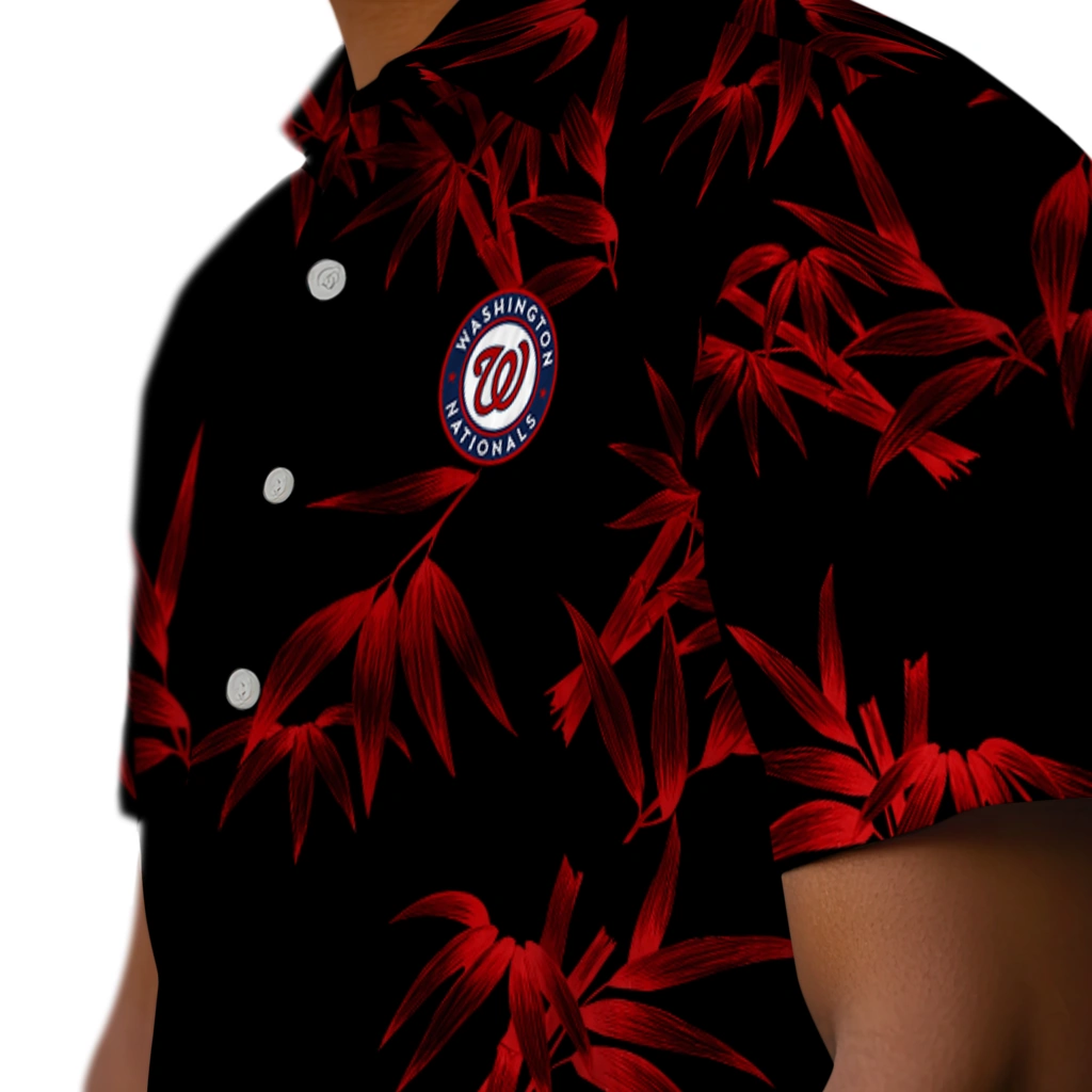 Washington Nationals Hawaiian Shirt - Bamboo Branches washington nationals bamboo branches red black hawaiian shirts trendy