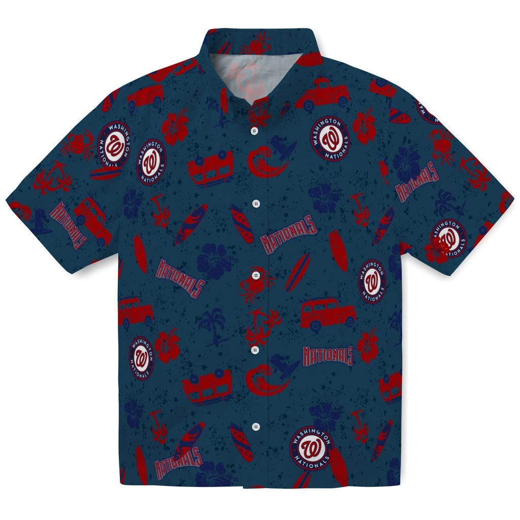 Washington Nationals Hawaiian Shirt - Beach Vibe washington nationals beach vibe navy hawaiian shirts best selling