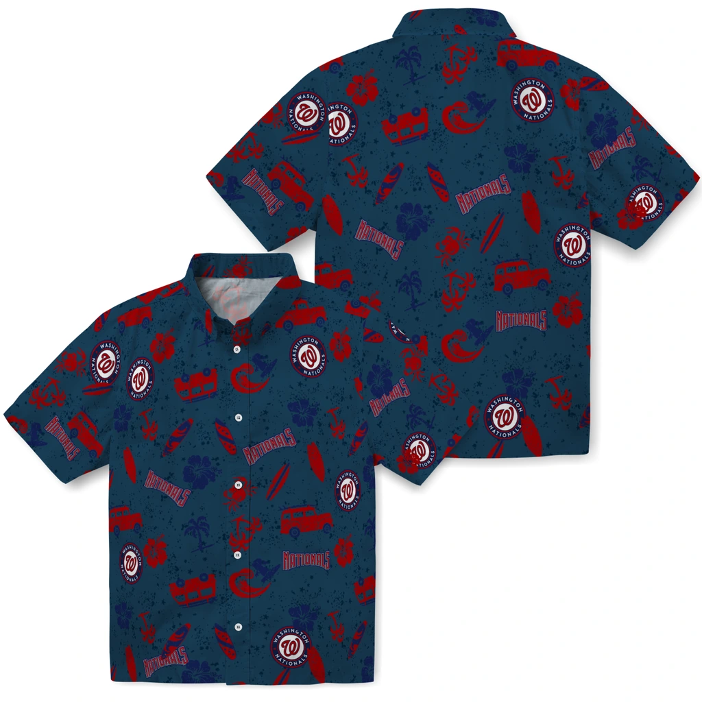 Washington Nationals Hawaiian Shirt - Beach Vibe washington nationals beach vibe navy hawaiian shirts high quality