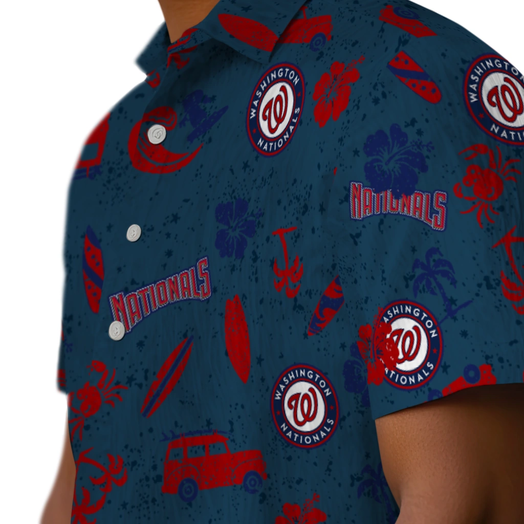 Washington Nationals Hawaiian Shirt - Beach Vibe washington nationals beach vibe navy hawaiian shirts trendy