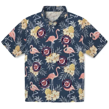 washington nationals flamingo hibiscus navy hawaiian shirts best selling