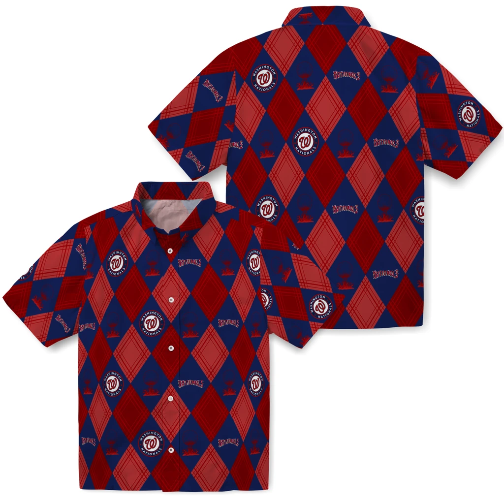 Washington Nationals Hawaiian Shirt - Golfing Plaid washington nationals balloon plaid red hawaiian shirts high quality