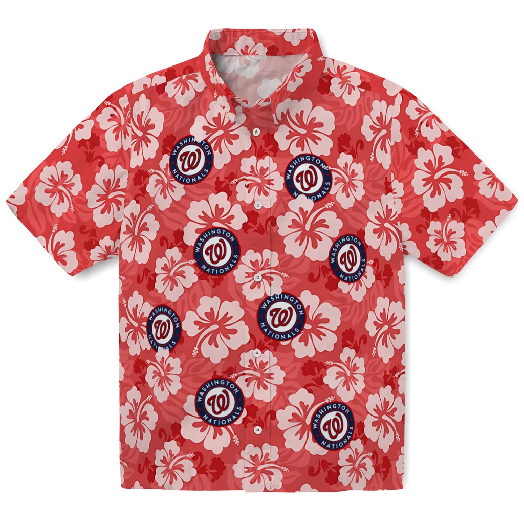 Washington Nationals Hawaiian Shirt - Hibiscus Cluster washington nationals hibiscus cluster red hawaiian shirts best selling