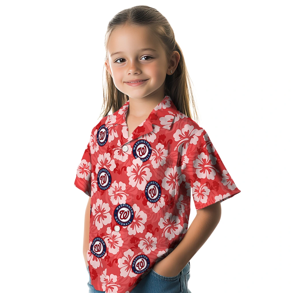 Washington Nationals Hawaiian Shirt - Hibiscus Cluster washington nationals hibiscus cluster red hawaiian shirts premium grade
