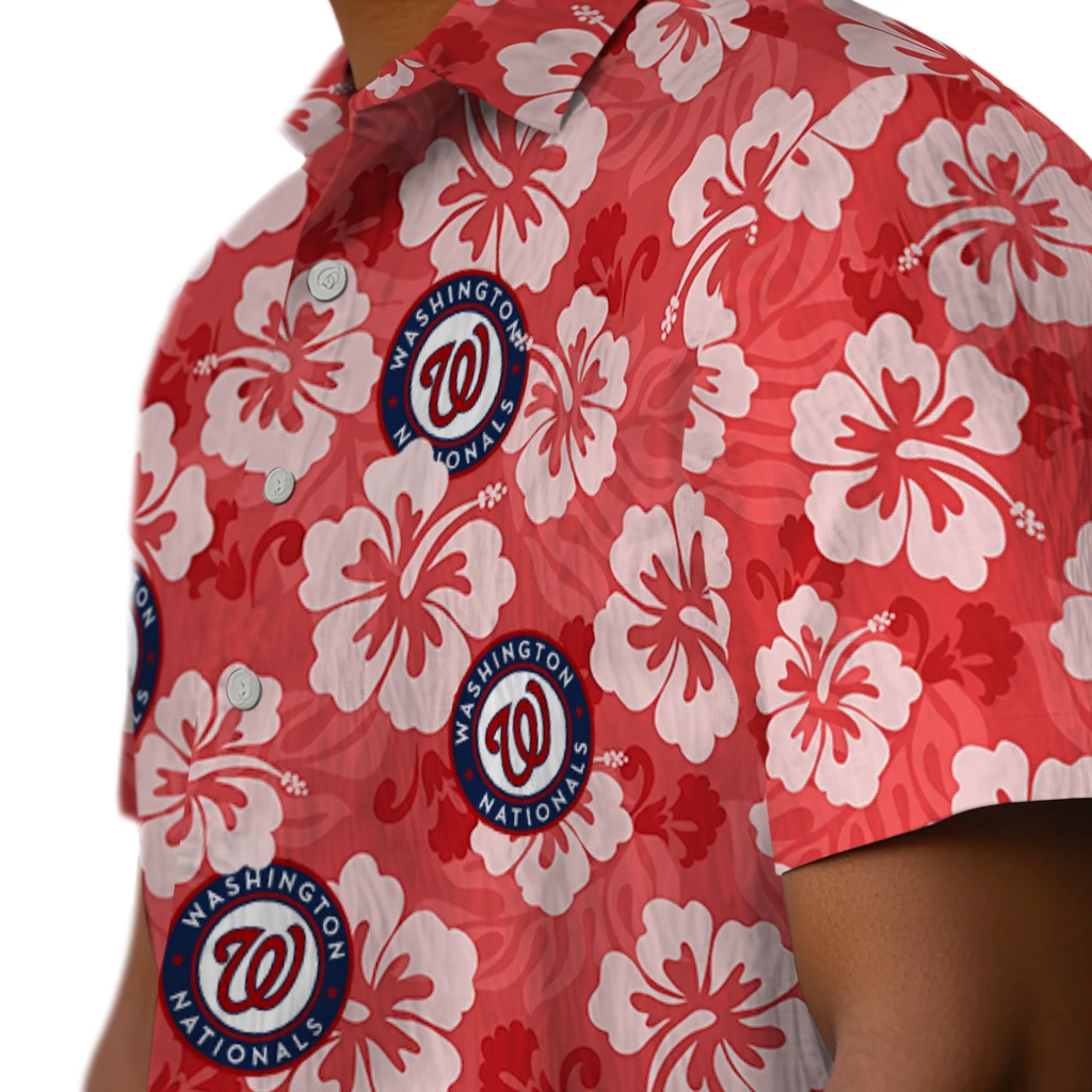 Washington Nationals Hawaiian Shirt - Hibiscus Cluster washington nationals hibiscus cluster red hawaiian shirts trendy