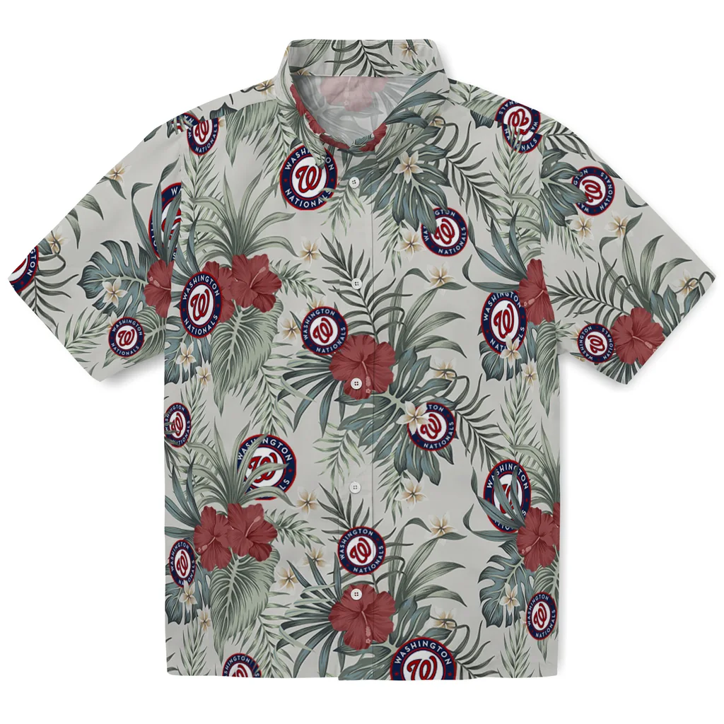 Washington Nationals Hawaiian Shirt - Hibiscus Designs washington nationals hibiscus designs beige hawaiian shirts best selling