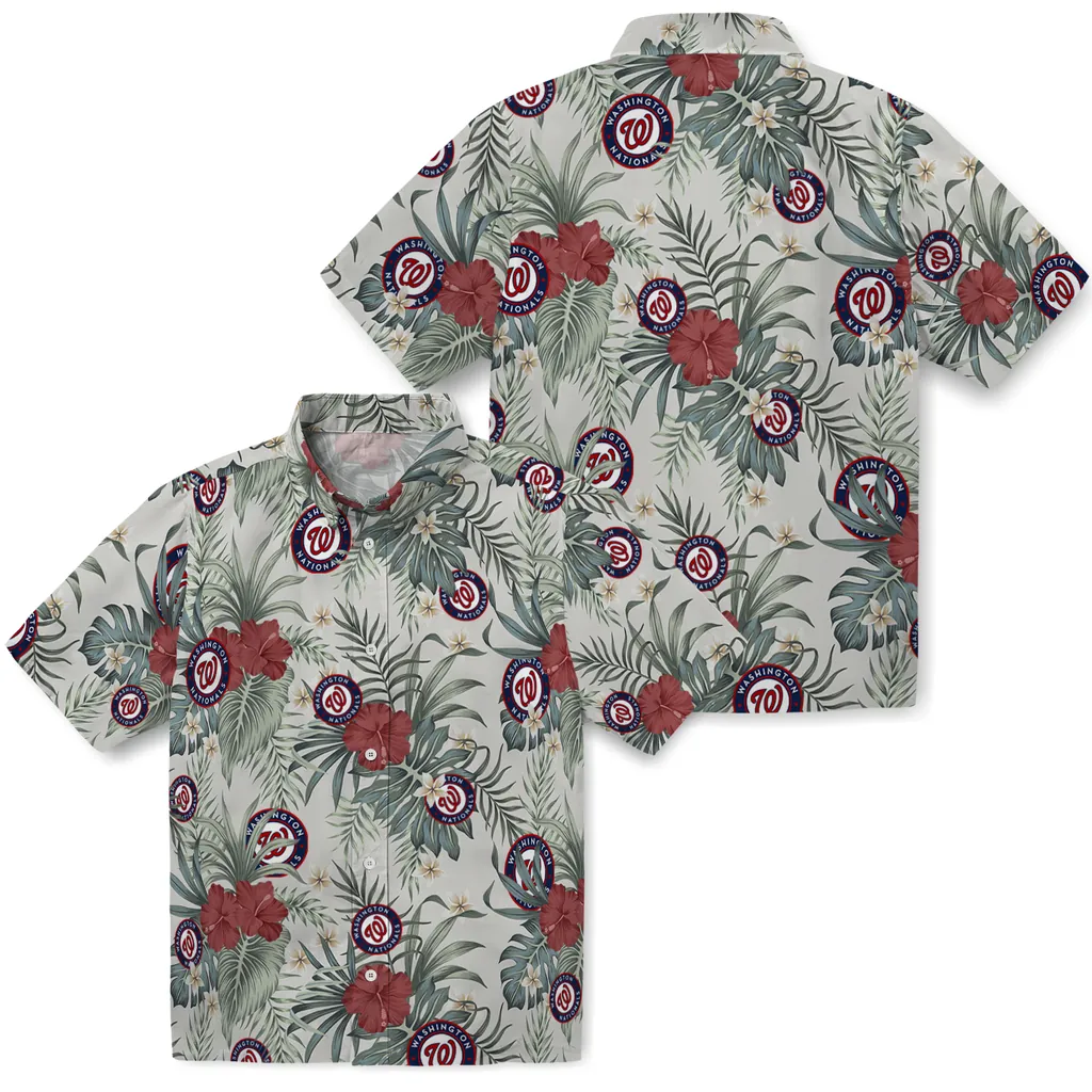 Washington Nationals Hawaiian Shirt - Hibiscus Designs washington nationals hibiscus designs beige hawaiian shirts high quality