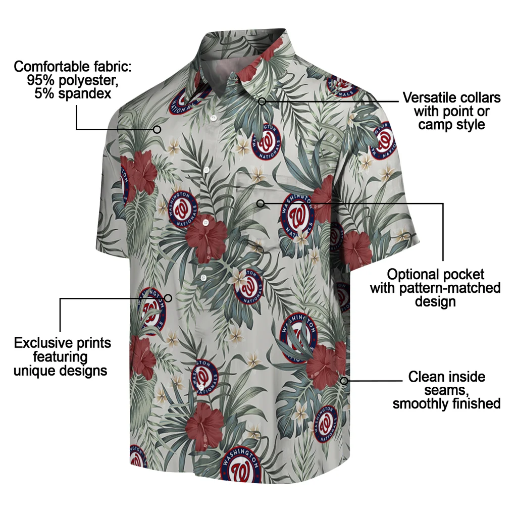 Washington Nationals Hawaiian Shirt - Hibiscus Designs washington nationals hibiscus designs beige hawaiian shirts new arrival