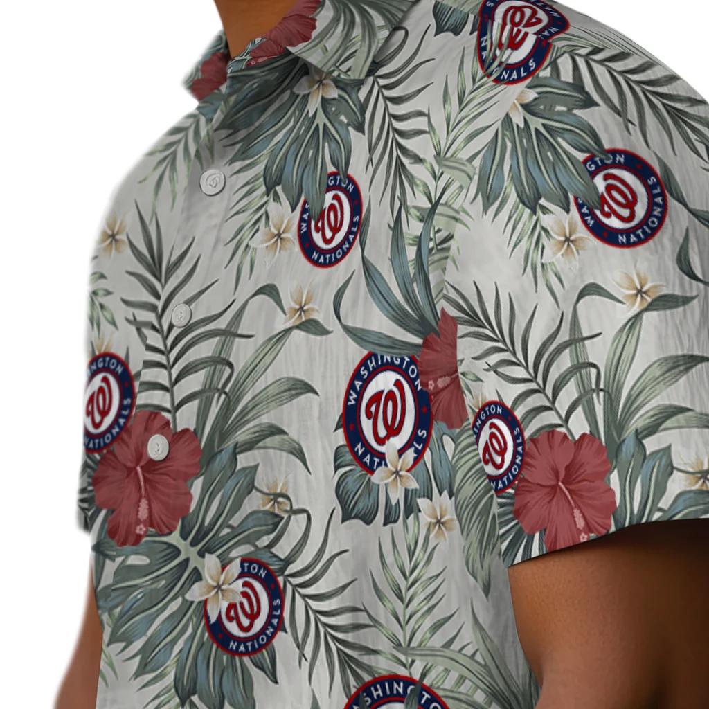 Washington Nationals Hawaiian Shirt - Hibiscus Designs washington nationals hibiscus designs beige hawaiian shirts trendy