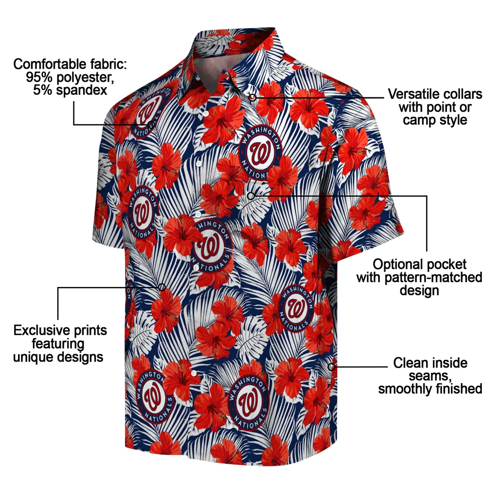 Washington Nationals Hawaiian Shirt - Hibiscus Fiesta washington nationals hibiscus fiesta red royal blue hawaiian shirts new arrival