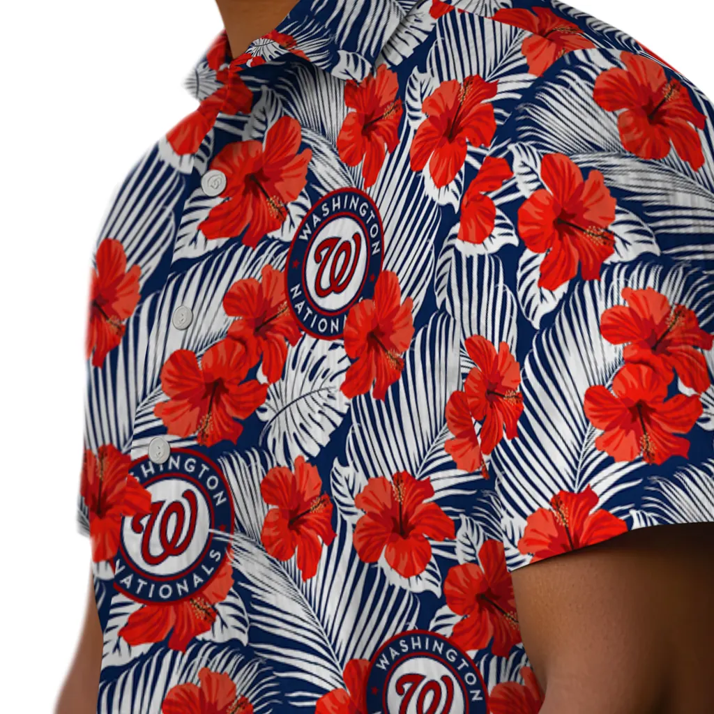 Washington Nationals Hawaiian Shirt - Hibiscus Fiesta washington nationals hibiscus fiesta red royal blue hawaiian shirts trendy