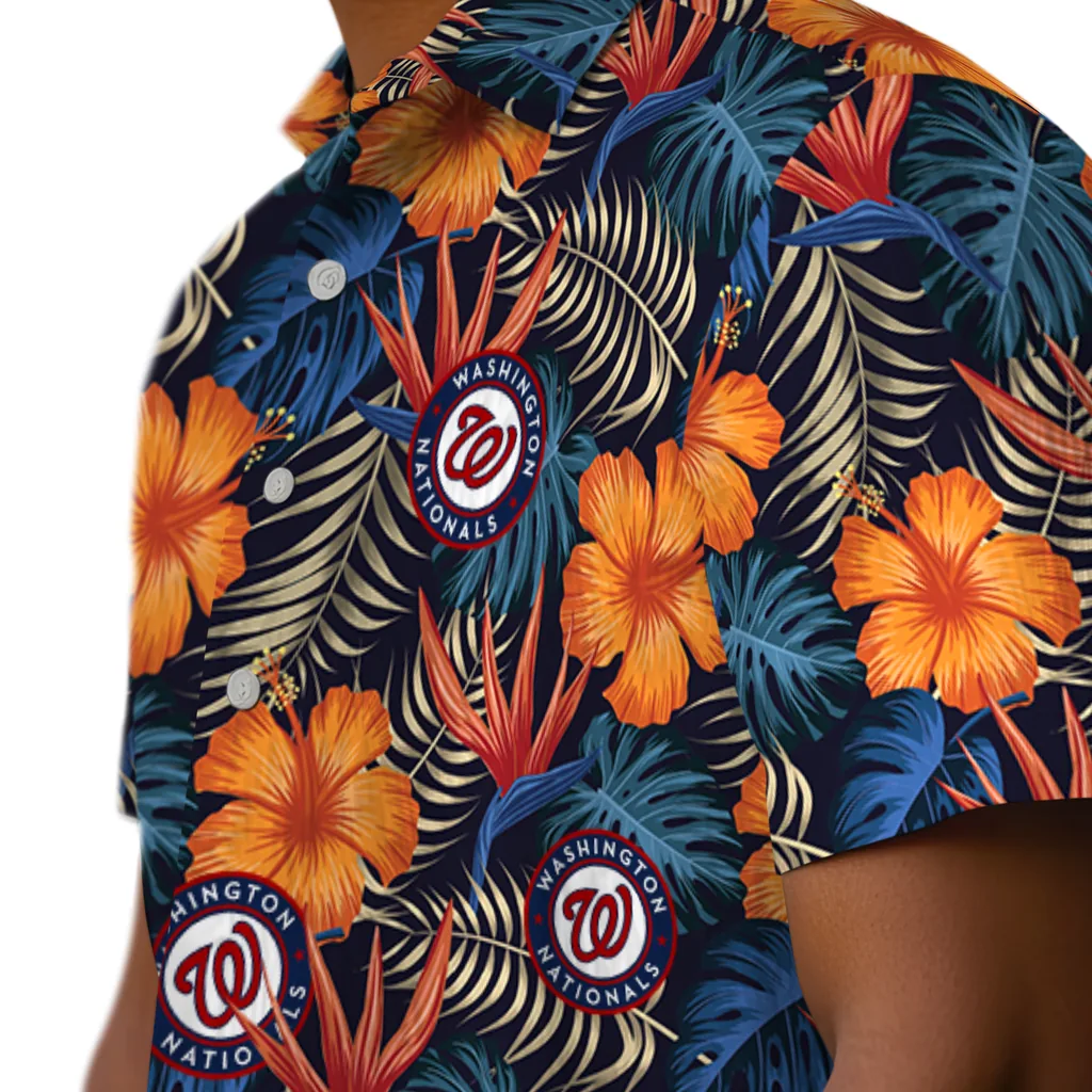 Washington Nationals Hawaiian Shirt - Hibiscus Foliage washington nationals hibiscus foliage hawaiian shirts trendy