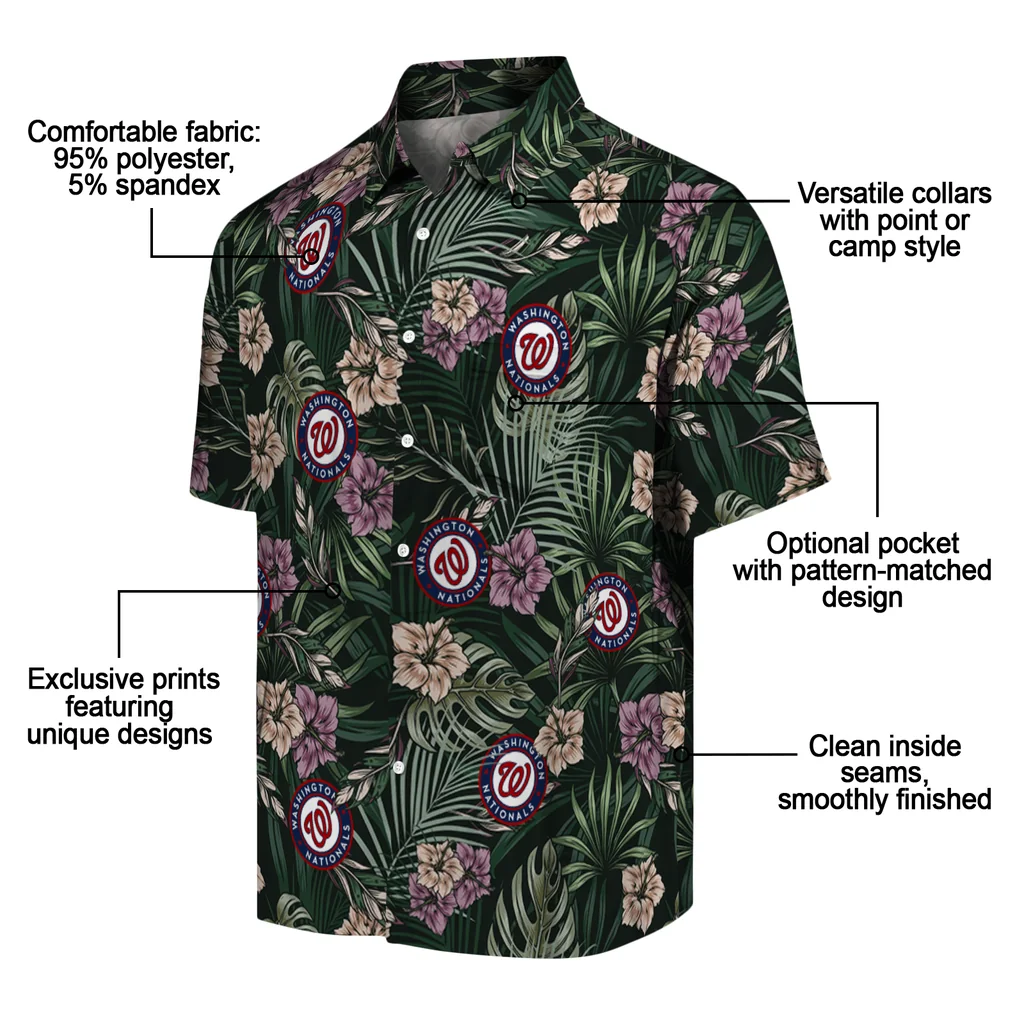 Washington Nationals Hawaiian Shirt - Hibiscus Leaves Pattern washington nationals hibiscus leaves pattern green hawaiian shirts new arrival