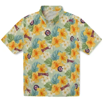 washington nationals hibiscus mood pale lime yellow hawaiian shirts best selling