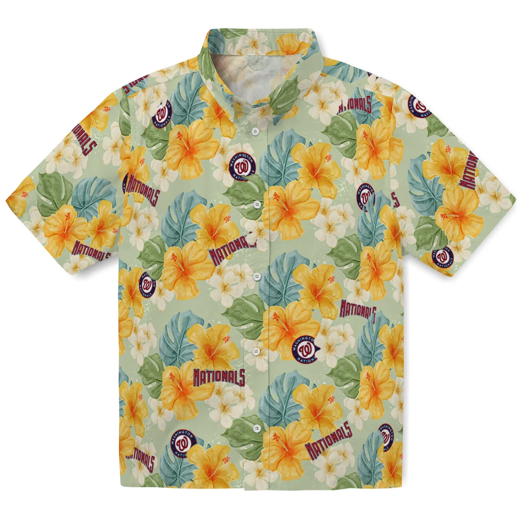 Washington Nationals Hawaiian Shirt - Hibiscus Mood washington nationals hibiscus mood pale lime yellow hawaiian shirts best selling