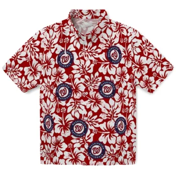 washington nationals hibiscus motif red white hawaiian shirts best selling