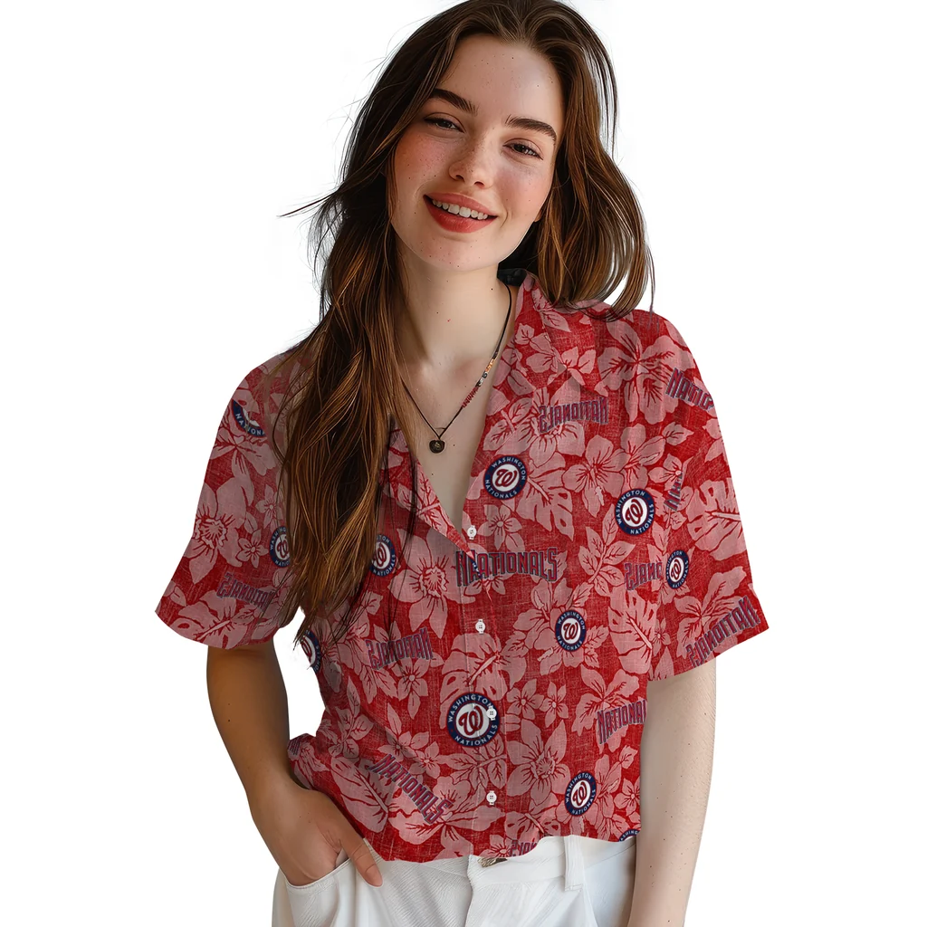 Washington Nationals Hawaiian Shirt - Hibiscus Oasis washington nationals hibiscus oasis red hawaiian shirts latest model