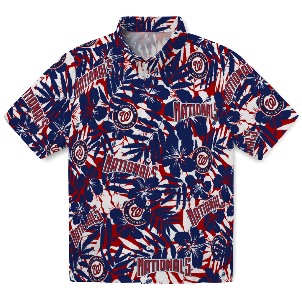 Washington Nationals Hawaiian Shirt - Hibiscus Overlay washington nationals hibiscus overlay hawaiian shirts best selling