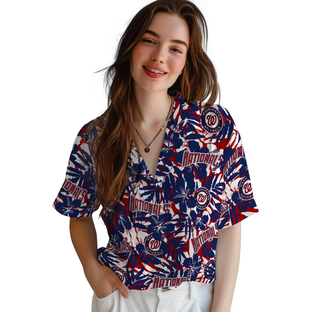 Washington Nationals Hawaiian Shirt - Hibiscus Overlay washington nationals hibiscus overlay hawaiian shirts latest model