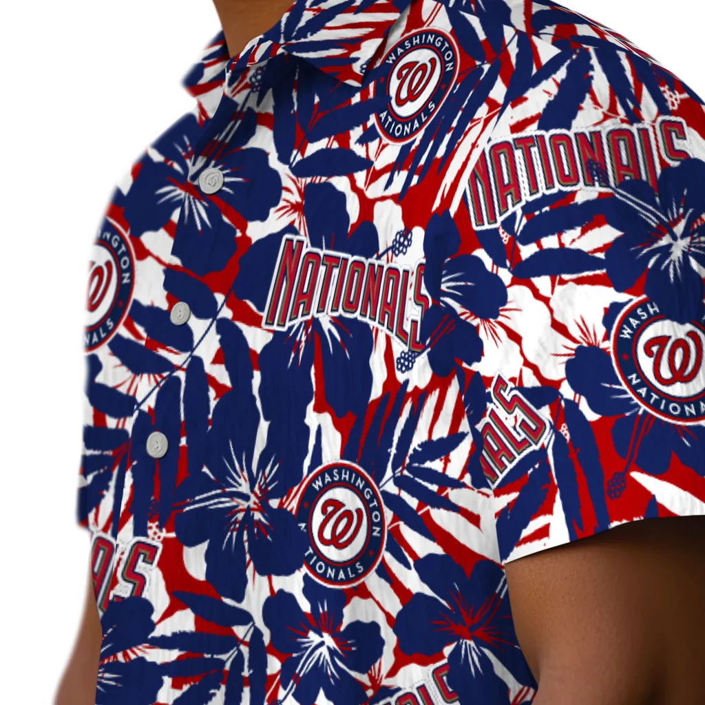 Washington Nationals Hawaiian Shirt - Hibiscus Overlay washington nationals hibiscus overlay hawaiian shirts trendy