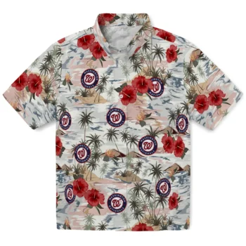 washington nationals hibiscus seaside white hawaiian shirts best selling