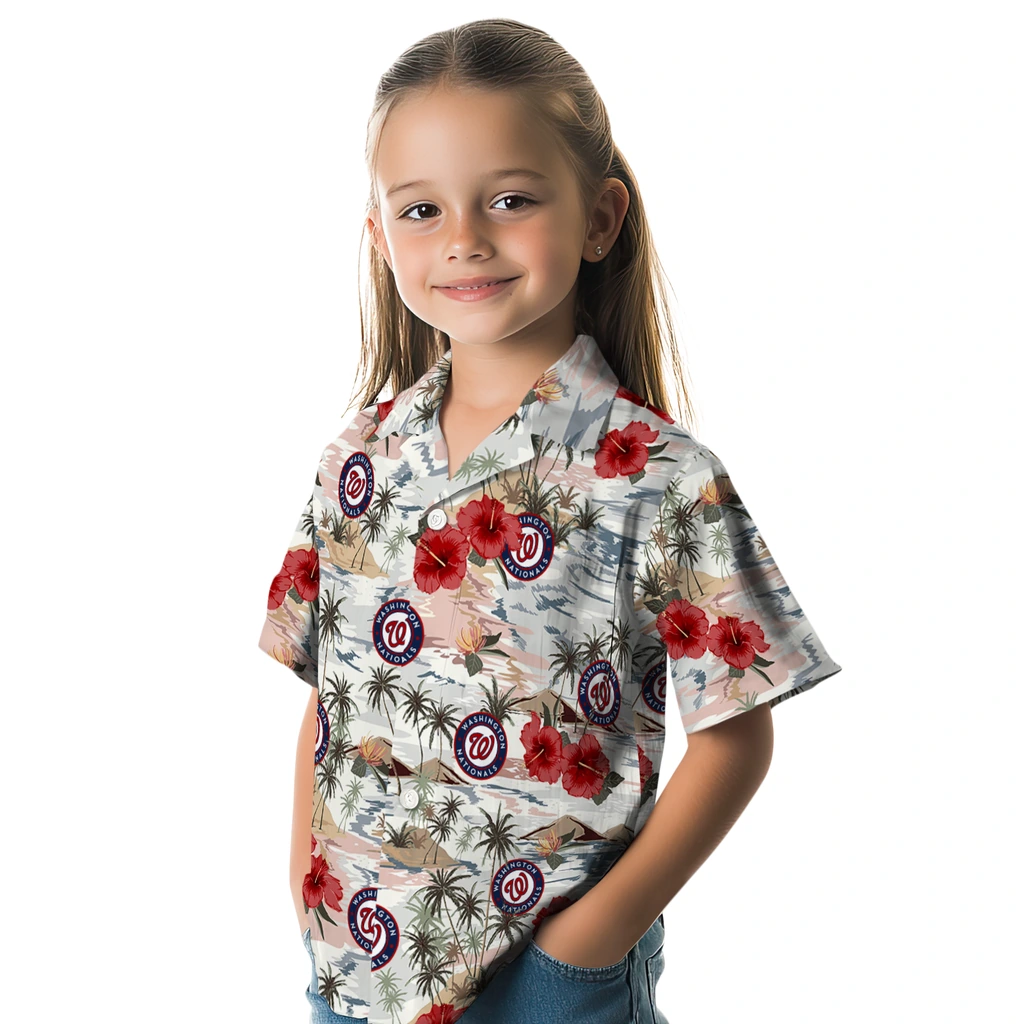 Washington Nationals Hawaiian Shirt - Hibiscus Seaside washington nationals hibiscus seaside white hawaiian shirts premium grade