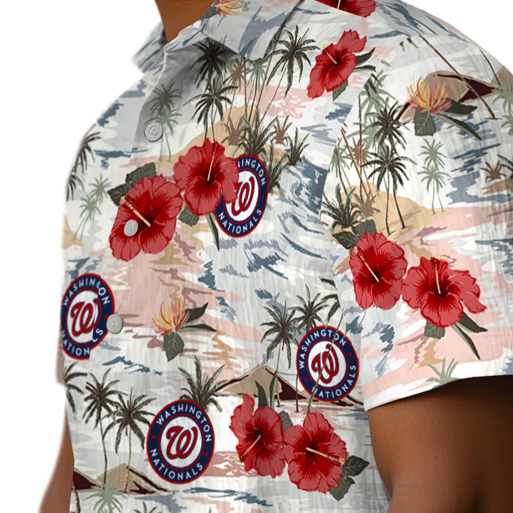 Washington Nationals Hawaiian Shirt - Hibiscus Seaside washington nationals hibiscus seaside white hawaiian shirts trendy
