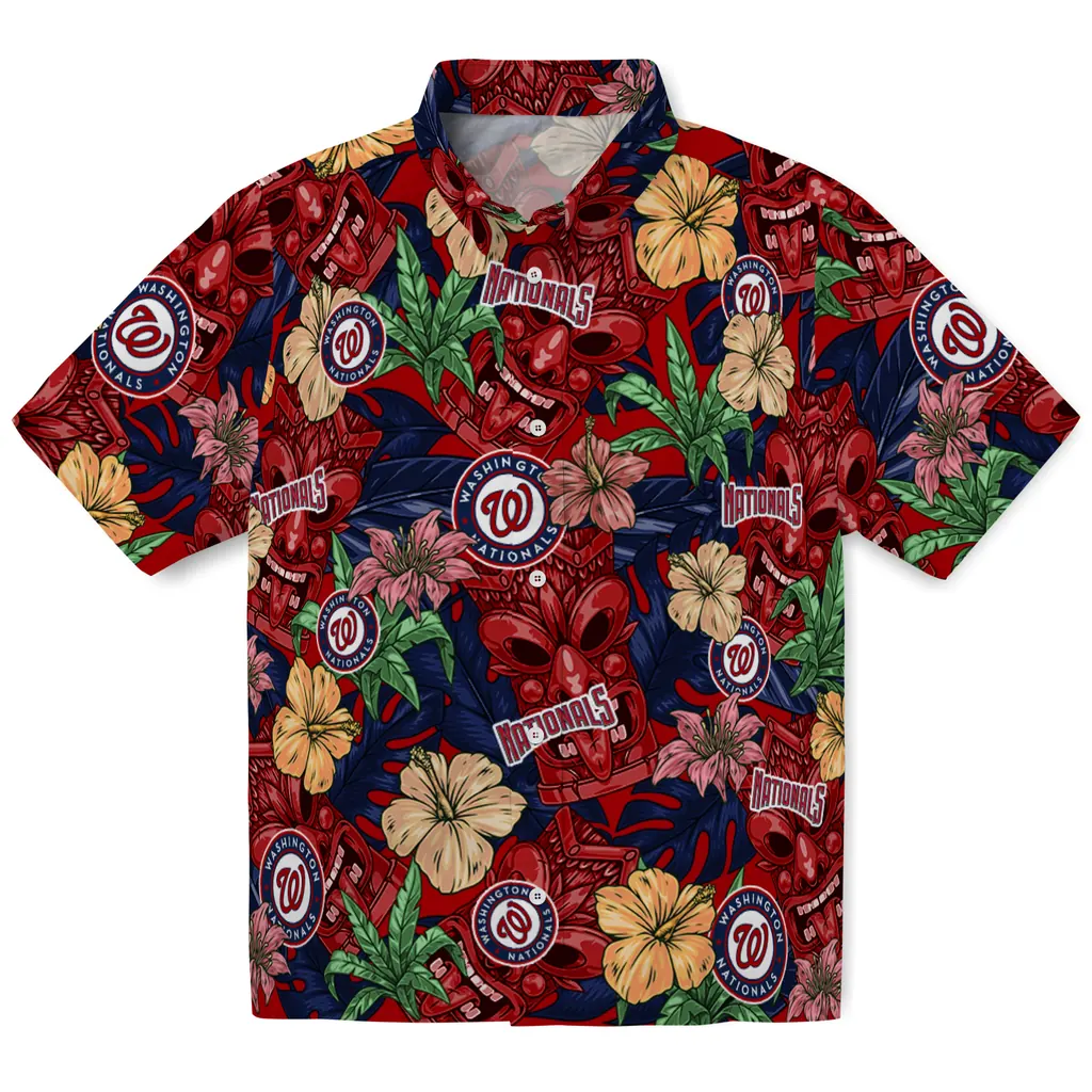 Washington Nationals Hawaiian Shirt - Hibiscus Tiki Jungle washington nationals tiki jungle red hawaiian shirts best selling