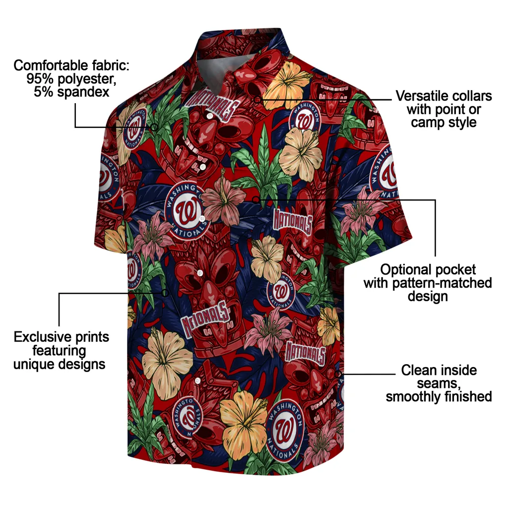 Washington Nationals Hawaiian Shirt - Hibiscus Tiki Jungle washington nationals tiki jungle red hawaiian shirts new arrival