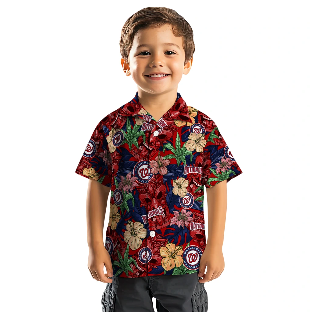 Washington Nationals Hawaiian Shirt - Hibiscus Tiki Jungle washington nationals tiki jungle red hawaiian shirts top rated