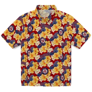 washington nationals hibiscus tropics red yellow hawaiian shirts best selling