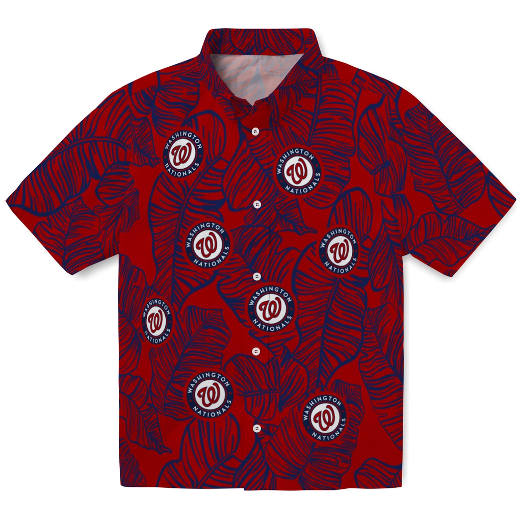 Washington Nationals Hawaiian Shirt - Leaf Outline washington nationals leaf outline red hawaiian shirts best selling