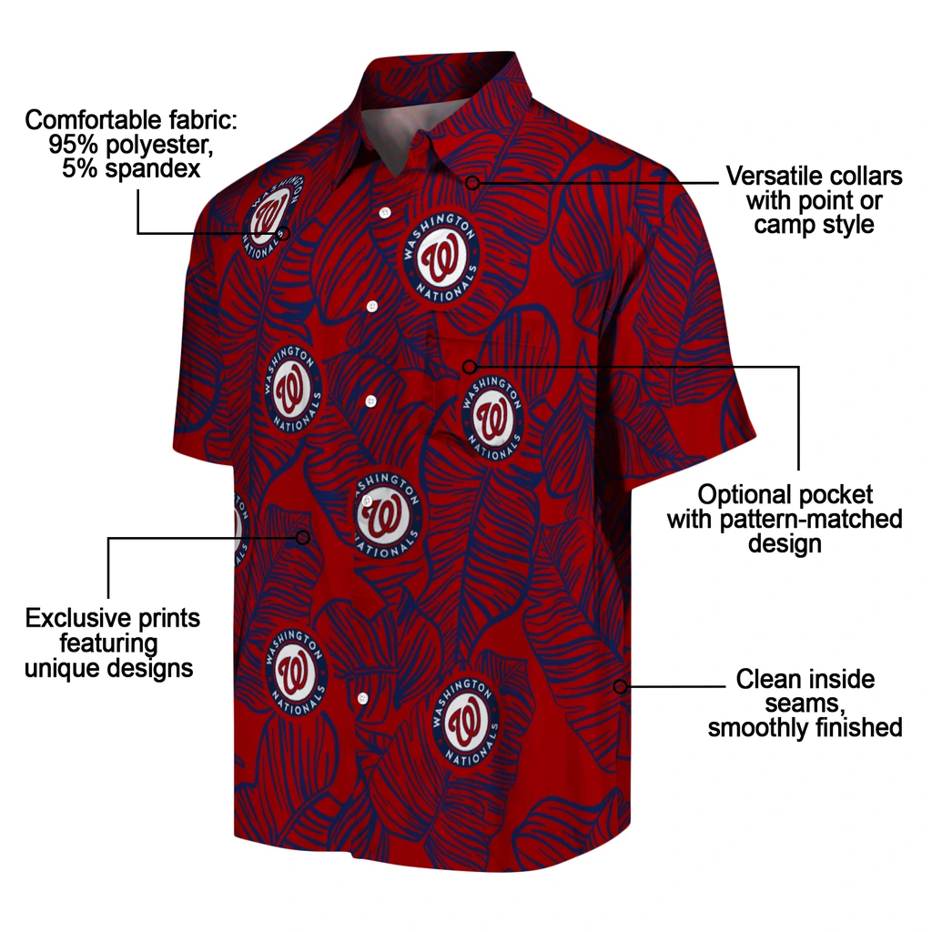 Washington Nationals Hawaiian Shirt - Leaf Outline washington nationals leaf outline red hawaiian shirts new arrival