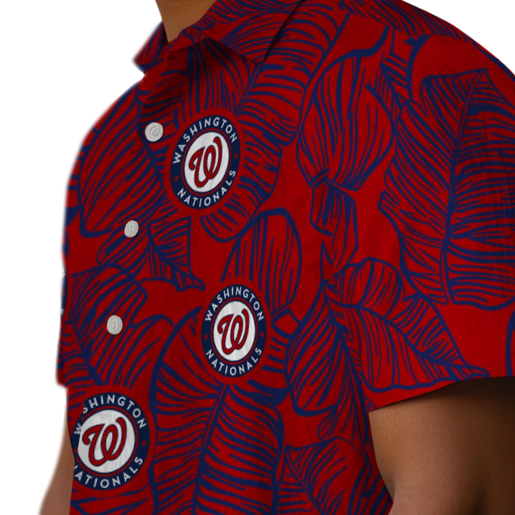 Washington Nationals Hawaiian Shirt - Leaf Outline washington nationals leaf outline red hawaiian shirts trendy