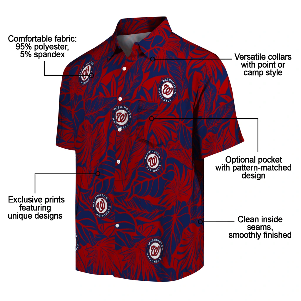 Washington Nationals Hawaiian Shirt - Monstera Layer washington nationals monstera layer red hawaiian shirts new arrival