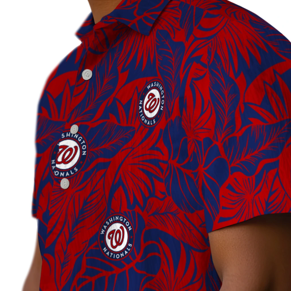 Washington Nationals Hawaiian Shirt - Monstera Layer washington nationals monstera layer red hawaiian shirts trendy