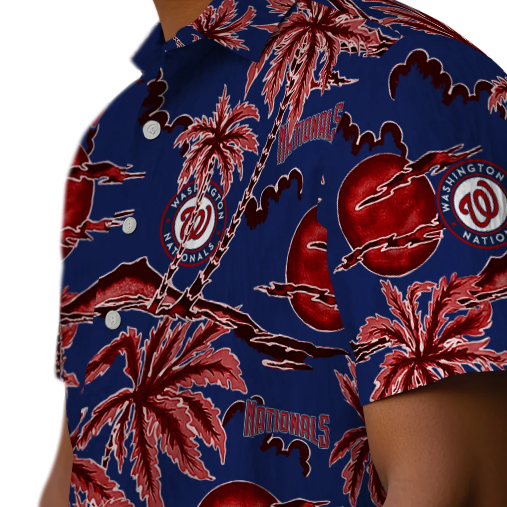 Washington Nationals Hawaiian Shirt - Palm Sunset washington nationals palm sunset hawaiian shirts trendy