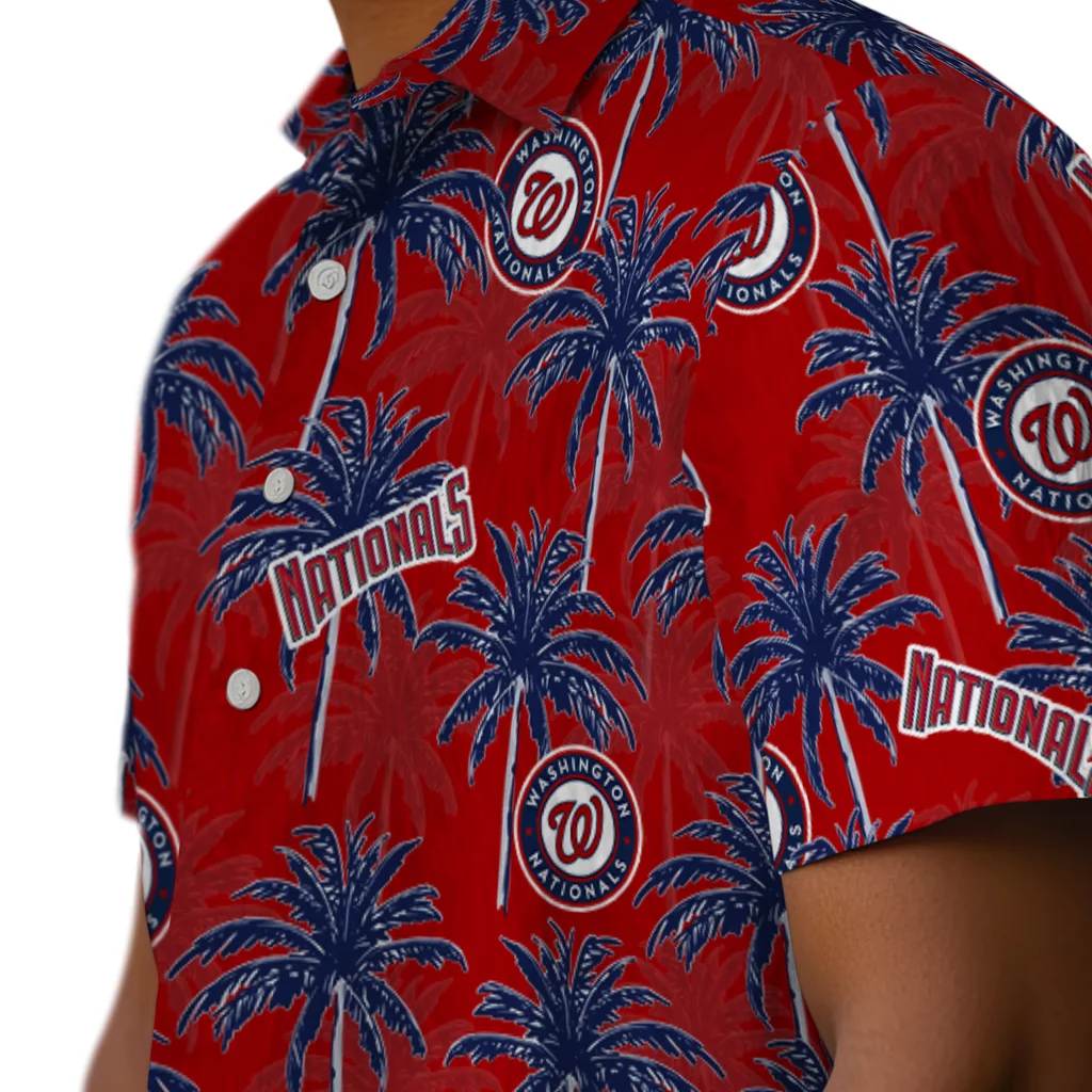 Washington Nationals Hawaiian Shirt - Palm Tree Motif washington nationals palm grove red hawaiian shirts trendy