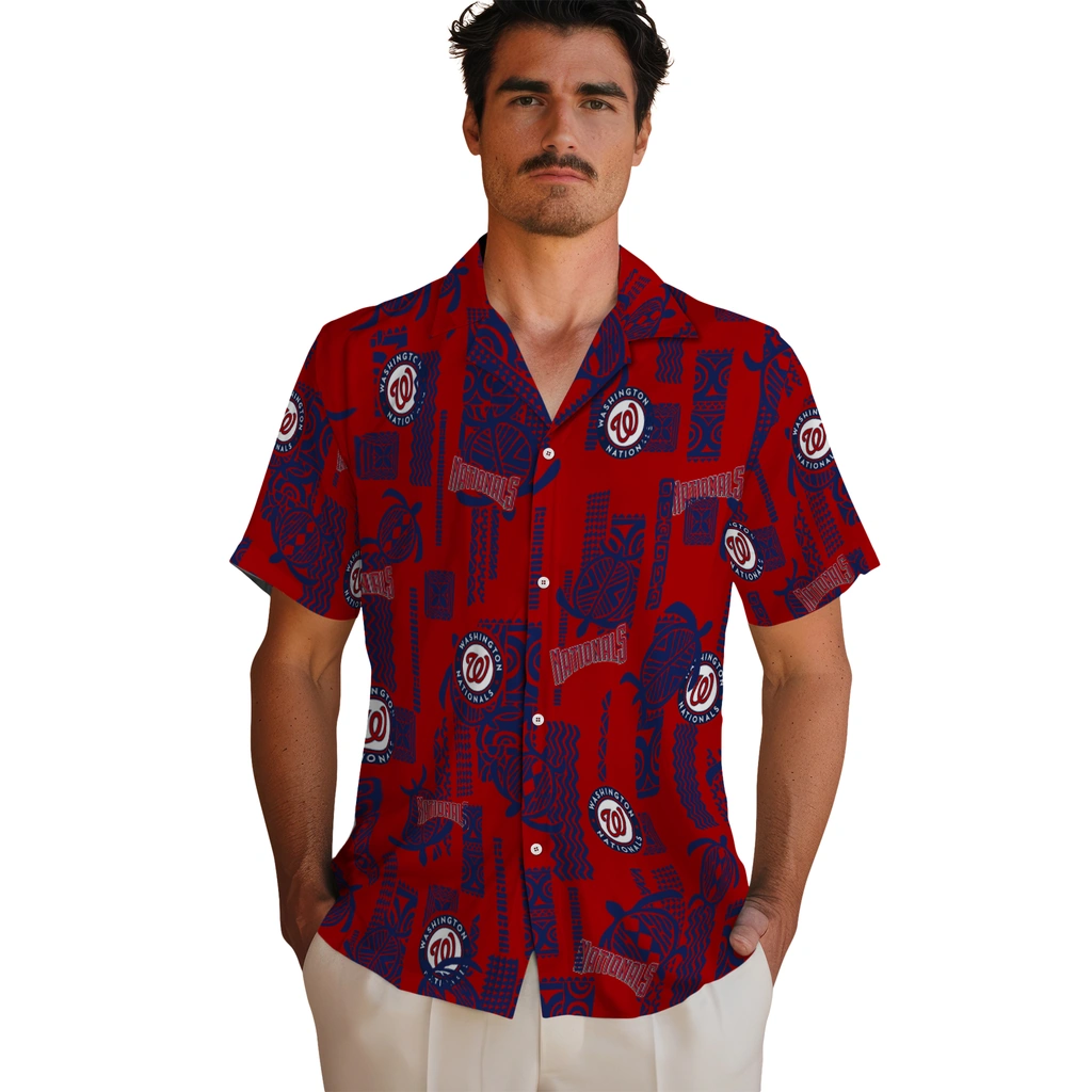 Washington Nationals Hawaiian Shirt - Turtle Lines washington nationals turtle lines red hawaiian shirts fashion forward