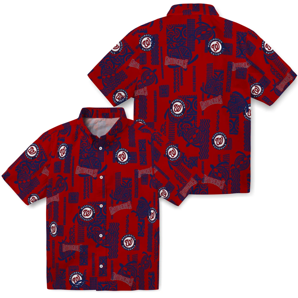Washington Nationals Hawaiian Shirt - Turtle Lines washington nationals turtle lines red hawaiian shirts high quality