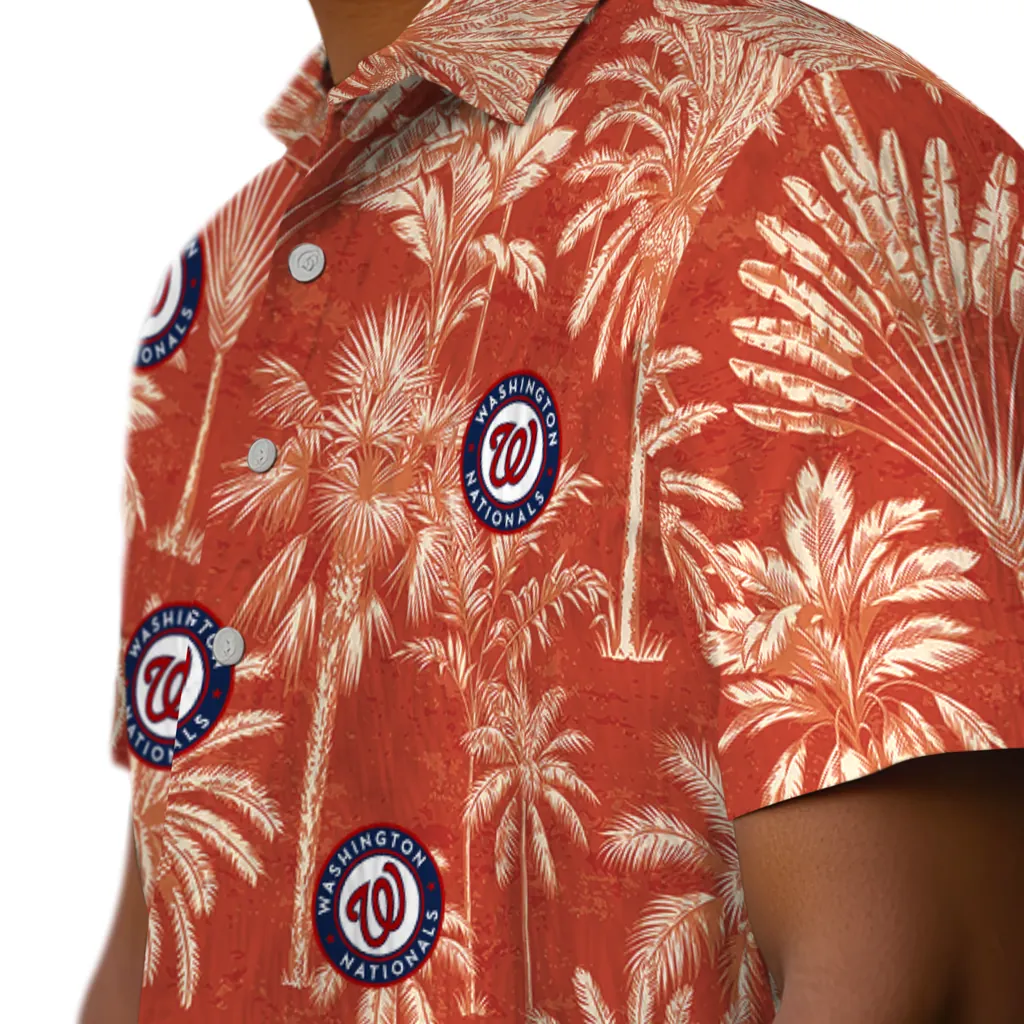 Washington Nationals Hawaiian Shirt - Vintage Palm Tree washington nationals palm shadows red hawaiian shirts trendy
