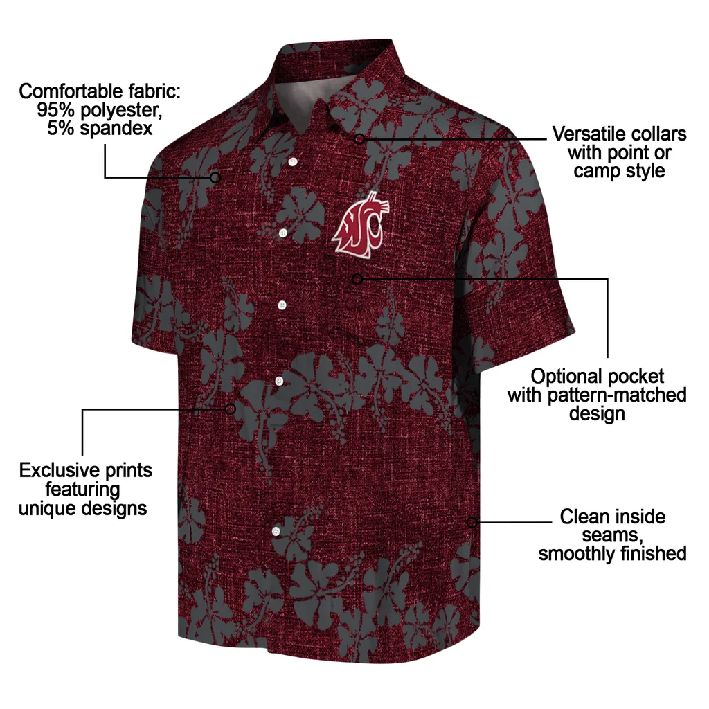 Washington State Cougars Hawaiian Shirt - 50th State Flower washington state cougars hibiscus petals crimson hawaiian shirts new arrival