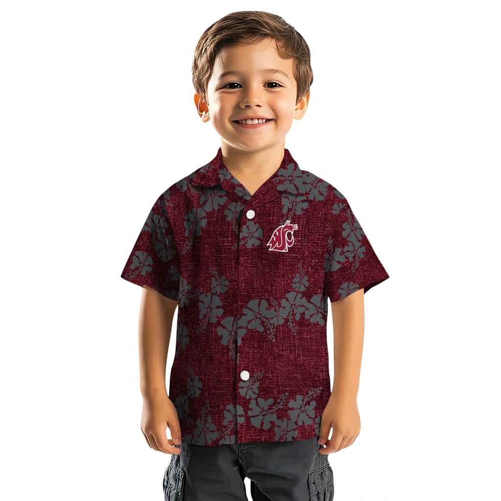 Washington State Cougars Hawaiian Shirt - 50th State Flower washington state cougars hibiscus petals crimson hawaiian shirts top rated