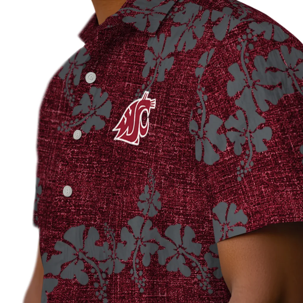 Washington State Cougars Hawaiian Shirt - 50th State Flower washington state cougars hibiscus petals crimson hawaiian shirts trendy