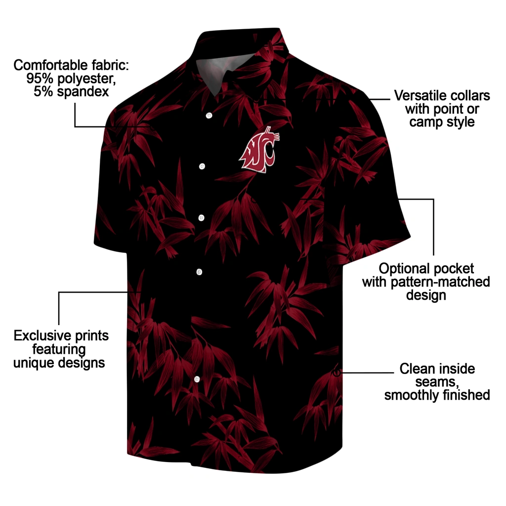 Washington State Cougars Hawaiian Shirt - Bamboo Branches washington state cougars bamboo branches crimson black hawaiian shirts new arrival