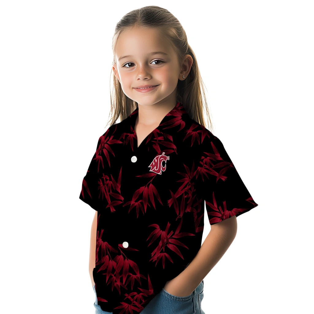 Washington State Cougars Hawaiian Shirt - Bamboo Branches washington state cougars bamboo branches crimson black hawaiian shirts premium grade