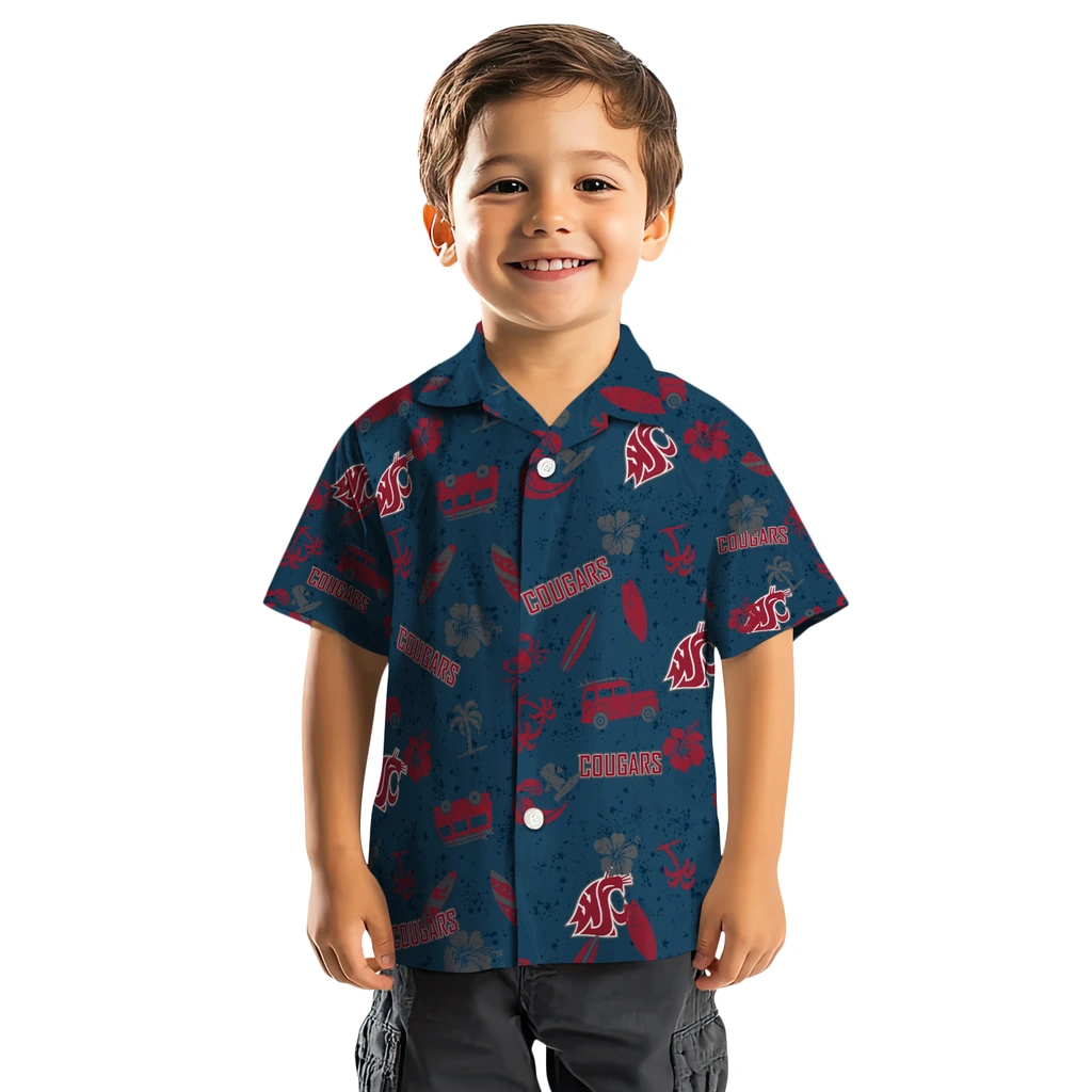 Washington State Cougars Hawaiian Shirt - Beach Vibe washington state cougars beach vibe navy hawaiian shirts top rated